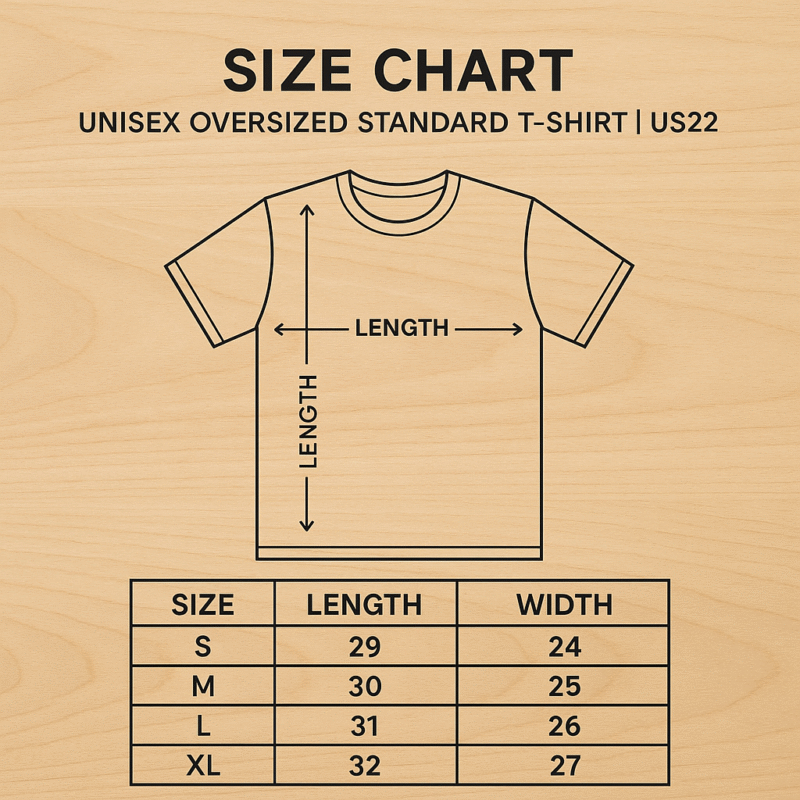 size chart for oversize tshirt