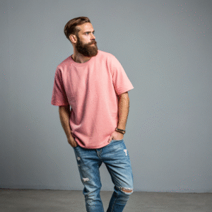 Flamingo Pink Terry Oversized Premium T-Shirt – Vibrant & Relaxed