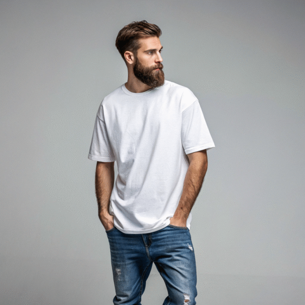 White Terry Oversized Premium T-Shirt – Heavyweight Cotton Comfort