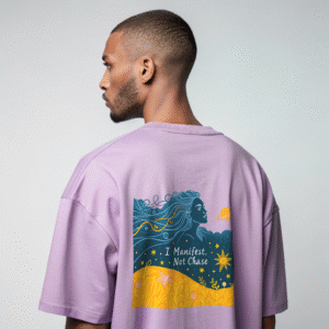 "I Manifest Not Chase" Oversized T-Shirt – Lavender | Celestial Goddess Graphic Tee