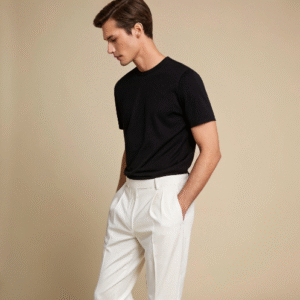 Men's Jet Black Supima Cotton Crew Neck T-Shirt – Slim Fit