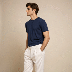 Men's Navy Blue Supima Cotton T-Shirt – Slim Fit