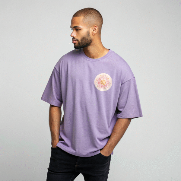 "I Manifest Not Chase" Oversized T-Shirt – Lavender | Celestial Goddess Graphic Tee - Image 2
