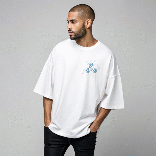 "Still Loading..." Oversized White T-Shirt | Glitch Pixel Unisex Graphic Tee - Image 2